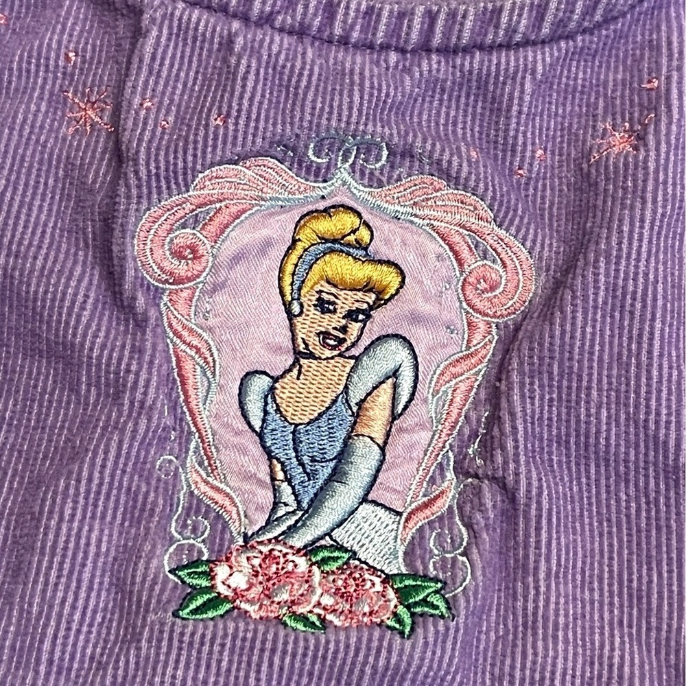 Vtg Disney Classics Cinderella Dress Girls 6/6X Purple Embroidered Corduroy Y2K